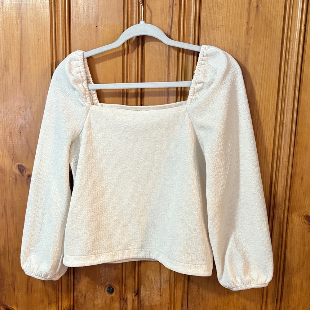 Madewell Cream Women's Top - Long Sleeve - Textured -Size Small